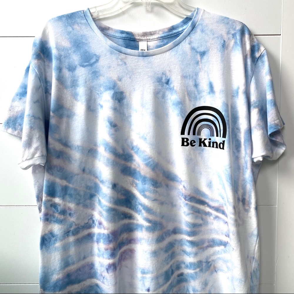Be Kind tie dye rainbow graphic tee shirt top New